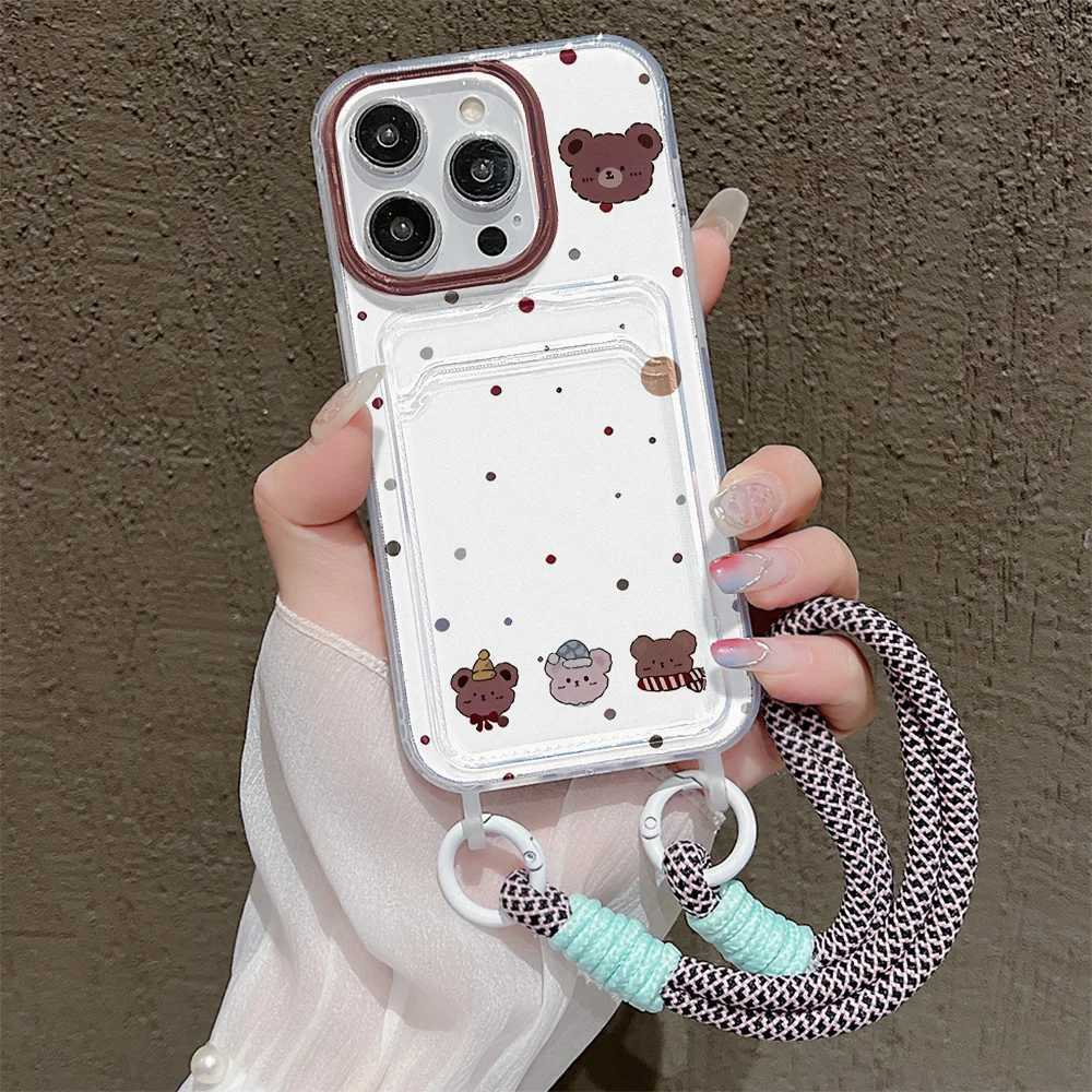 Cute Cartoon Phone Case For iPhone 11 Case iPhone 16 15 13 12 14 Pro Max 7 8 Plus XR X XS SE 2 3 Wrist Chain Soft Card Bag Cover J251202
