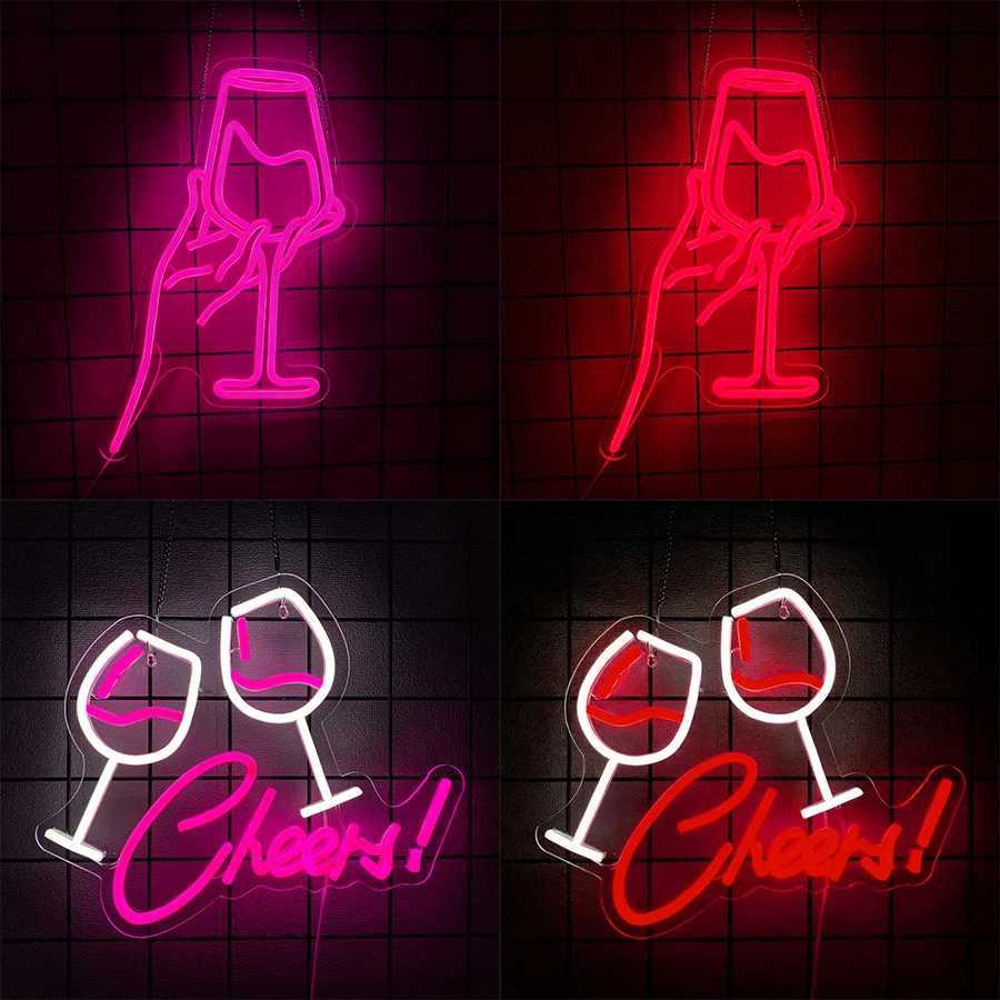 Cheers Led Neon Sign Art Icon Of Wine Glass Used For Table Decor Wall Lamp In Bars Bachelor Parties Clubs And Man Caves H251201
