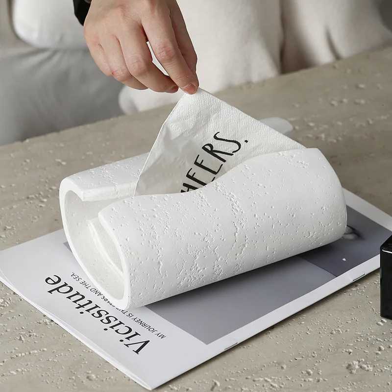 Luxury Imitation Stone Tissue Box Creative Resin Technology Tea Table Paper Box Table Decoration Tissue Holder Kitchen Supplies H251201