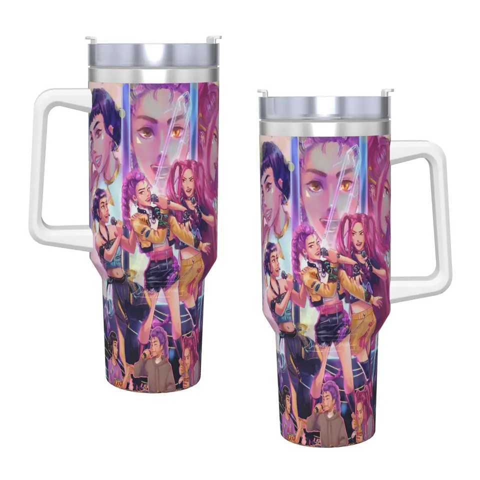 Stainless Steel Tumbler KPop Demon Hunters Mira Zoey Rumi Car Mugs With Straws Drink Water Bottle Insulated 40oz Thermal Cups L251127