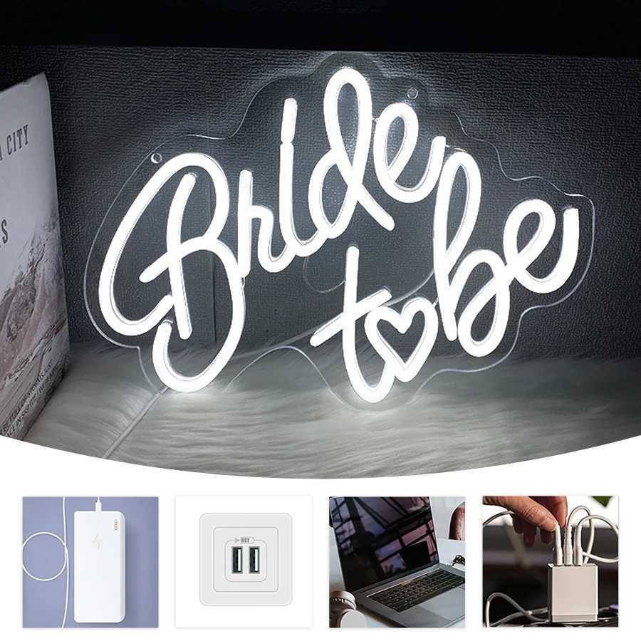 Bride To Be Neon Sign White Led Letter Light Icon Usb Powered Used For Room Proposal Party Wedding Background Art Decor H251201