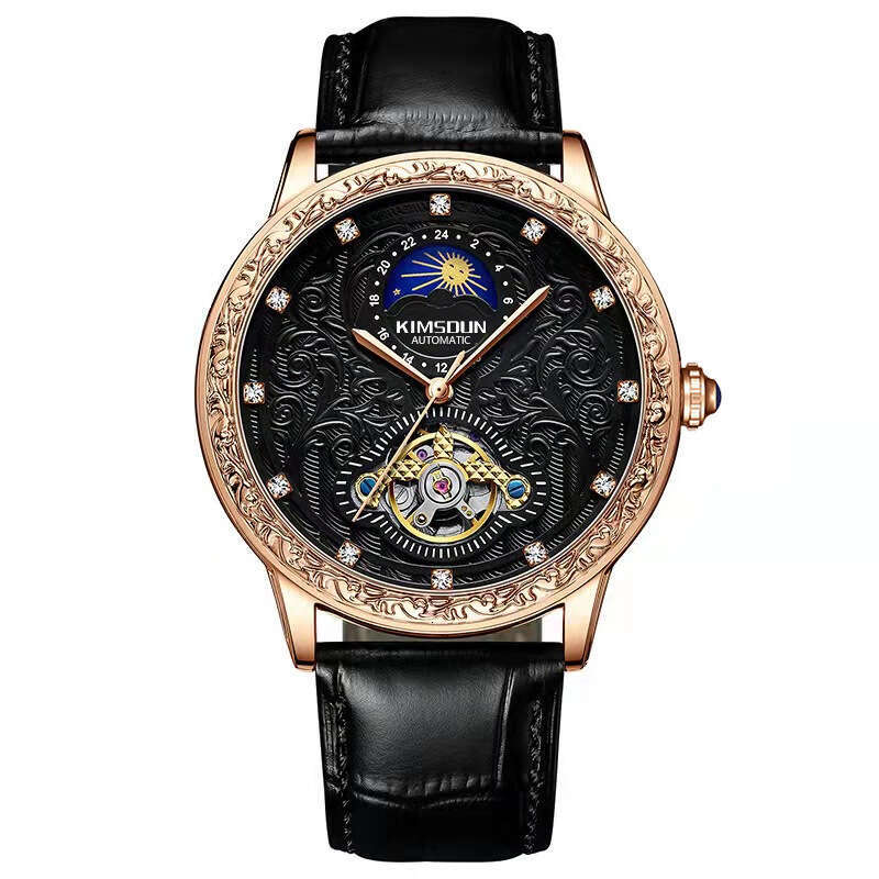 Men's Automatic Mechanical Watch with Self-Winding Movement & Exhibition Back Prestigious High-End Business Timepiece