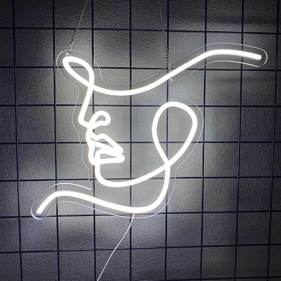 Abstract Face Series Neon Signs Handmade By Female Art Line Icon Used For Room Salon Beauty Salon Party Bar Office Decor H251201