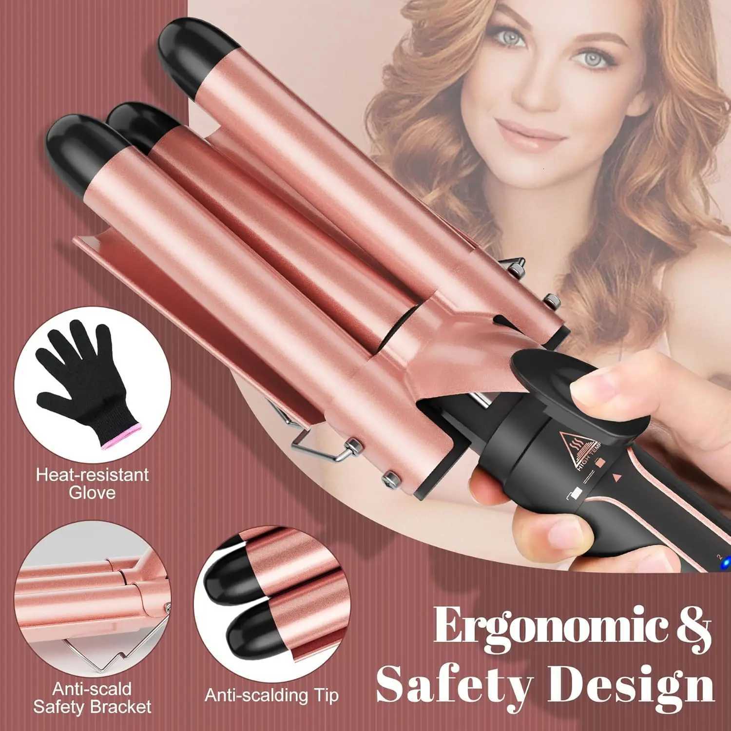2 in 1Curling Wand Set with Hair Straightener 3 Barrels Hair Crimper Curling Iron 2 Temps Fast Heat Hair Waver Curler C251202