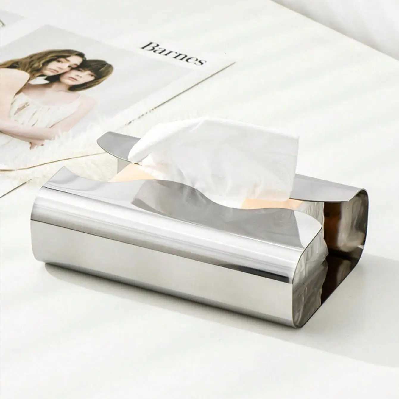 Nordic Stainless Tissue Case Mirror Napkin Holder Silvery Napkin Box Desktop Tissue Box Table Decoration Kitchen Accessories H251201