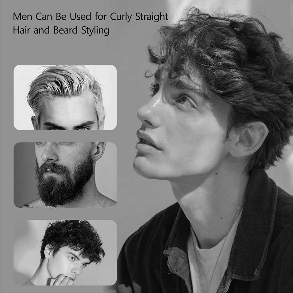 Mini Hair Curler 2 in 1 Pencil Hair Straightener Titanium Plate Thinnest Narrow Flat Iron with LED Display for Short Beard Hair C251202