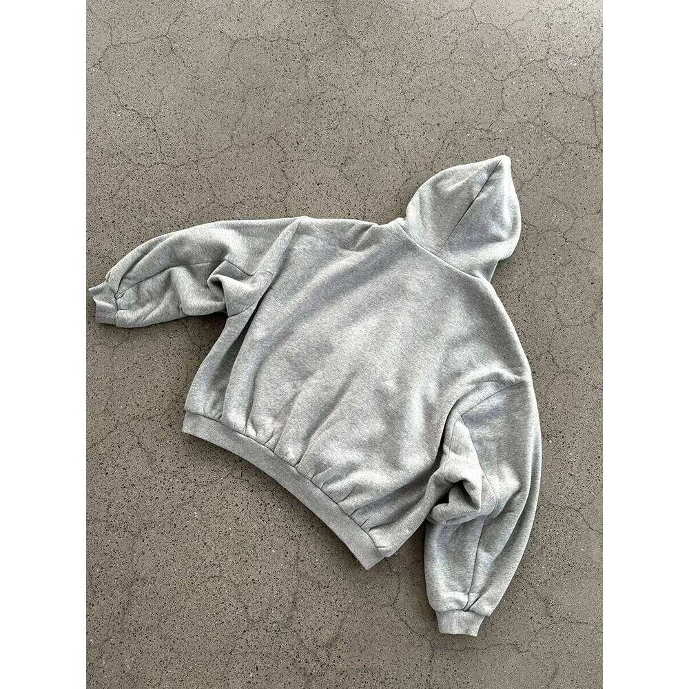 Designer Korean Fashion Simple Gray Double-Sided Oversized Zipper Hoodie Women's Y2k New Harajuku Gothic Casual Joker Couple Street Wear