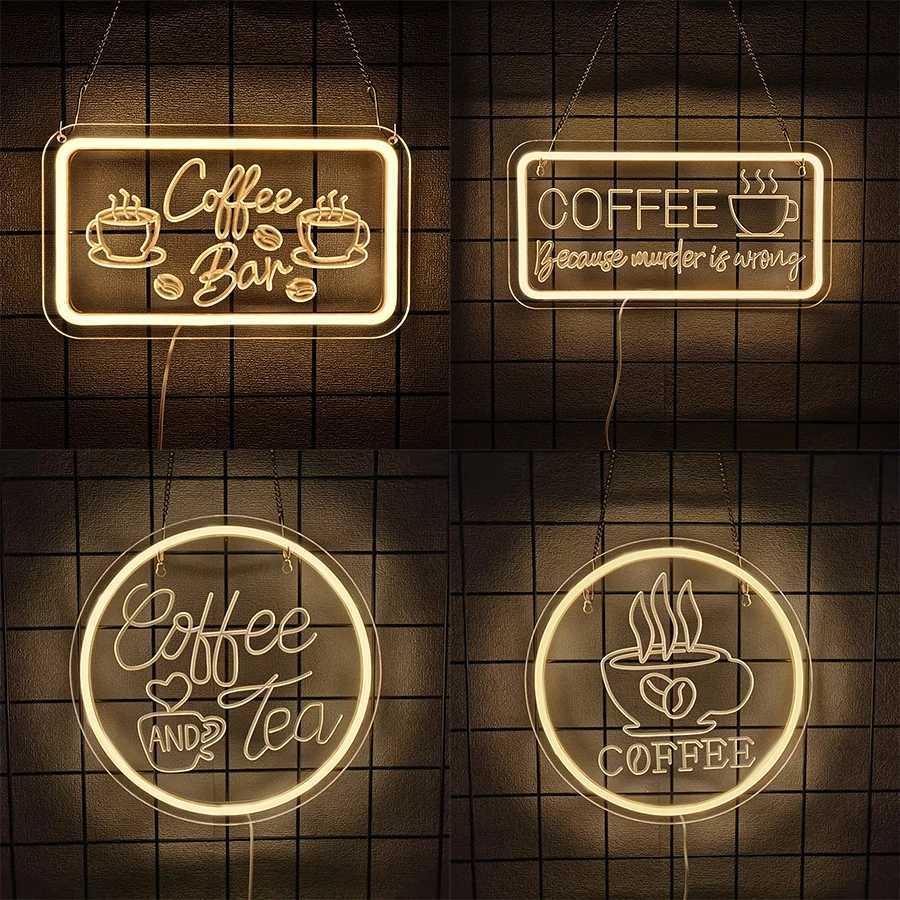 Coffee Series Neon Signs 3D Carved Warm White Icons Usb Powered Suitable For Business Decor In Clubs Restaurants And Cafes H251201