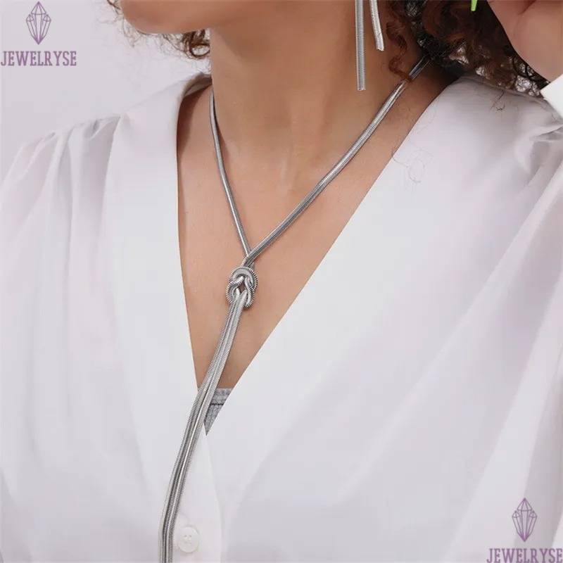top long 18k gold gold knot chain designer necklace for woman stainless steel pendant long silver necklaces daily outfit jewelry birthday friend famil