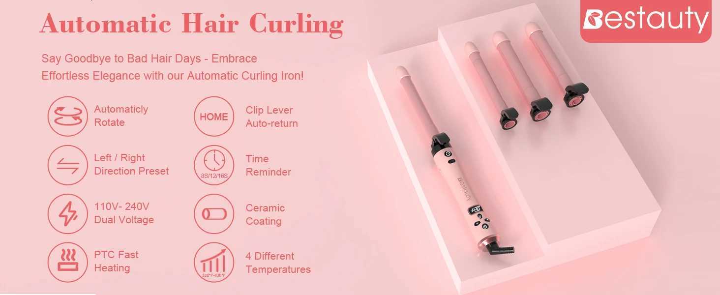 Hair Curler Ceramic Curling Iron Wand Set Hair Tongs with Interchangeable Ceramic Barrel Hair Clip Heat Protective Glove C251202