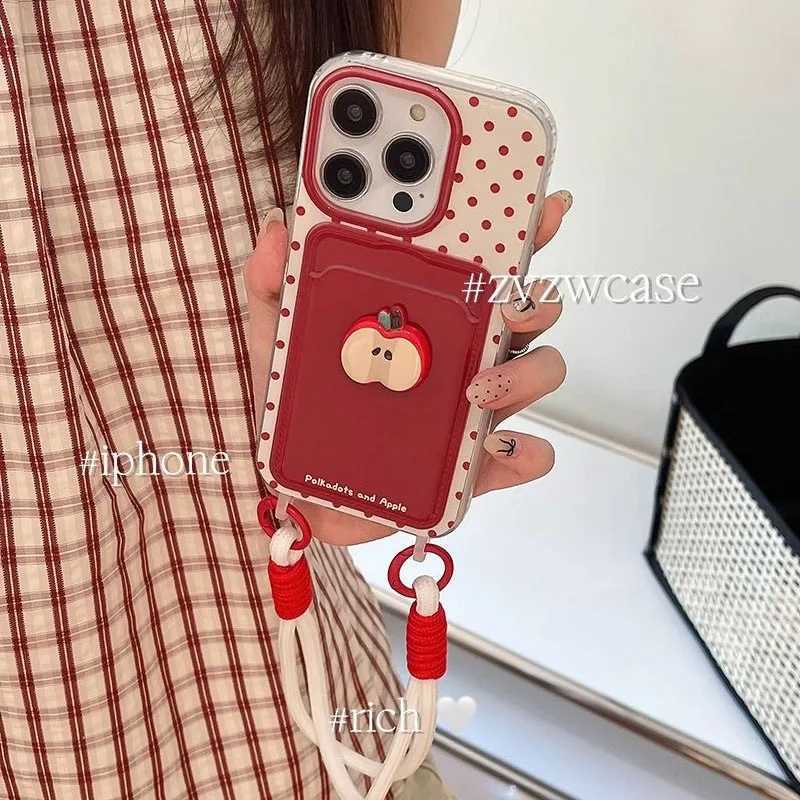 For iPhone 16 Pro Max 15 Pro 14 Plus 13 Mini 12 11 X XS XR 7 8 SE Cute 3D Face Card Holder Cartoon Phone Case With Lanyard J251202