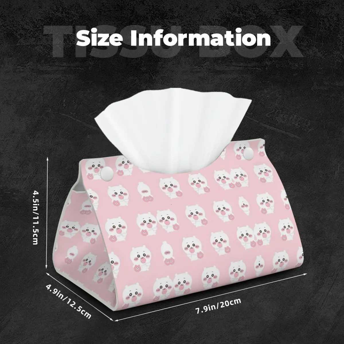 Cust Chiikawa Facial Tissue Box Cover Rectangar Cute PU Leather Tissue Box Holder for Car He H251201