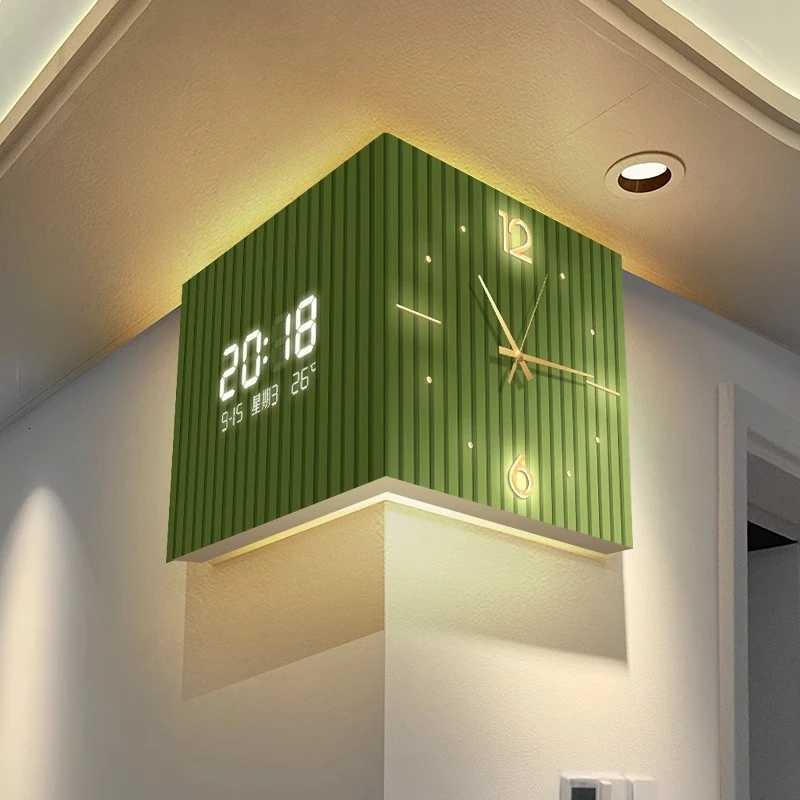 Modern Dual-Sided Corner Clock Space-Saving Wall Dcor for Living Room Minimalist Bedroom Background Frameless Home Office DecorW251202