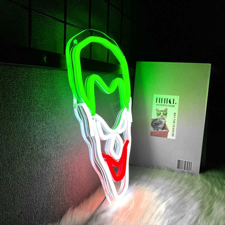 Clown Face Neon Sign Movie Luminous Wall Decor Usb Powered Used For Room Bar Club Game Room Halloween Party Wall Lamp H251201