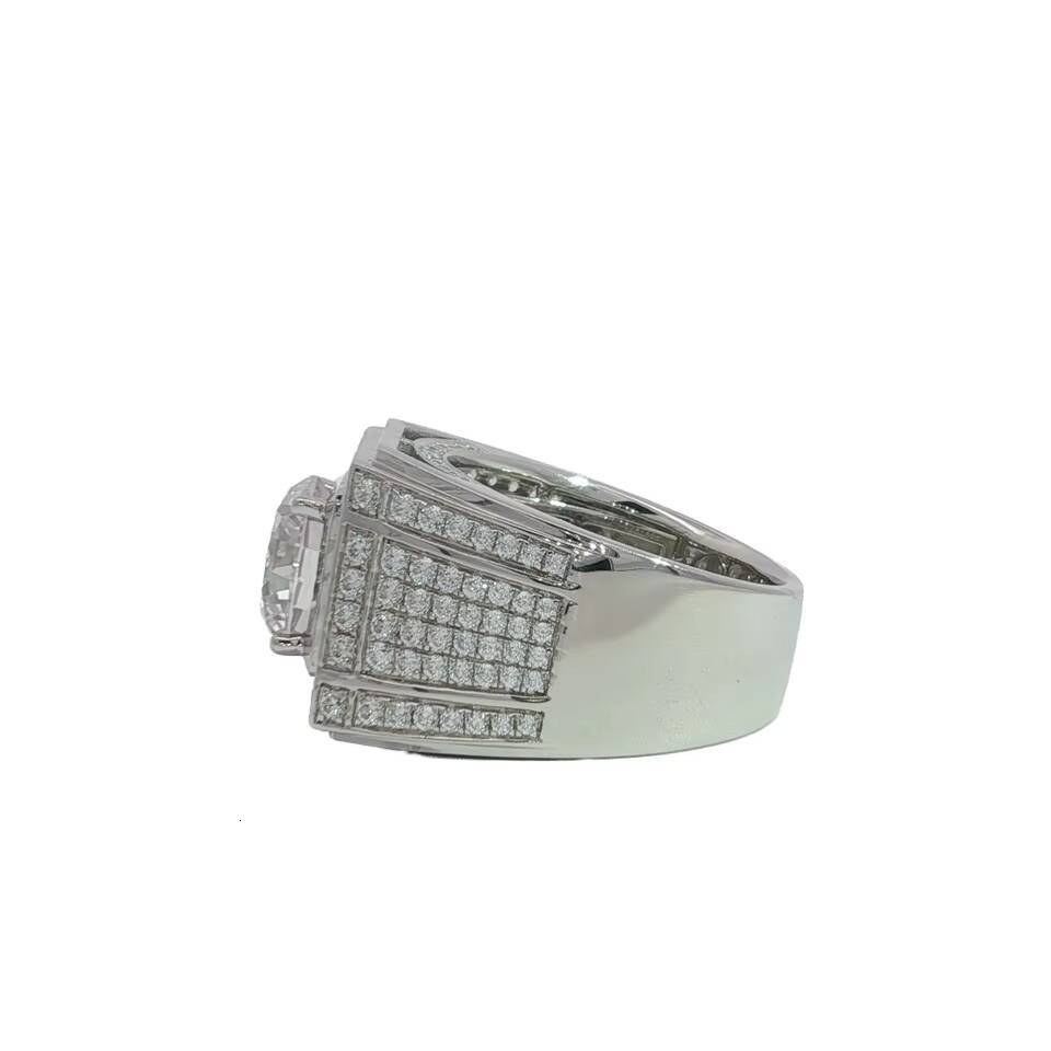 18K White Gold Luxury Mens Ring 3 Ct Empty Setting Customizable 18K White Gold Solitaire Jewelry Featuring Lab Grown Gift