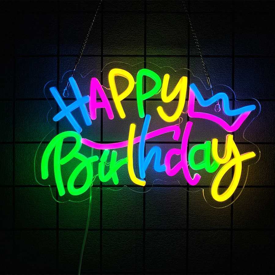 Birthday Theme Neon Sign Led Letter Lamp Wall Decor Usb Powered Home Party Birthday Party Decor Easy To Hang H251201