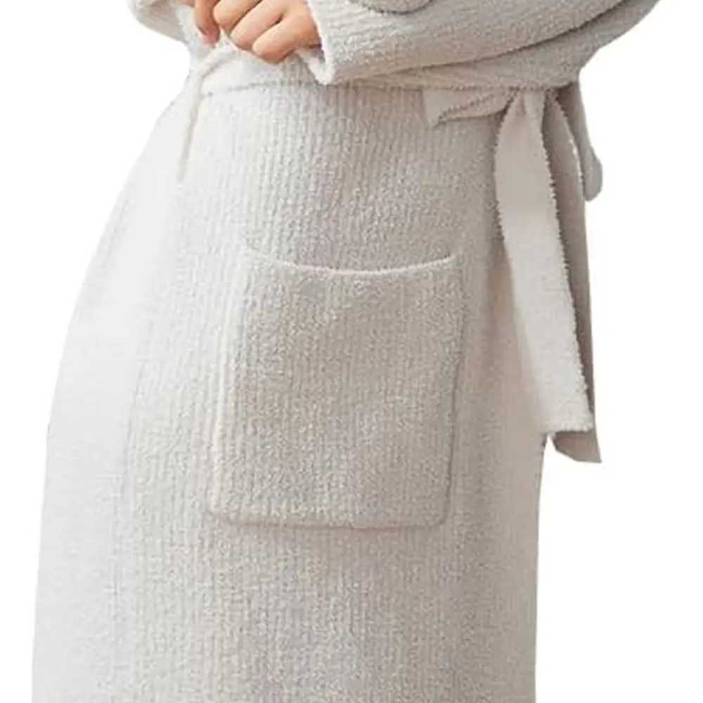 Ultra Soft Calf-Length Fuzzy Robe with Pockets for Women - Spa Loungewear Bathrobe C251202