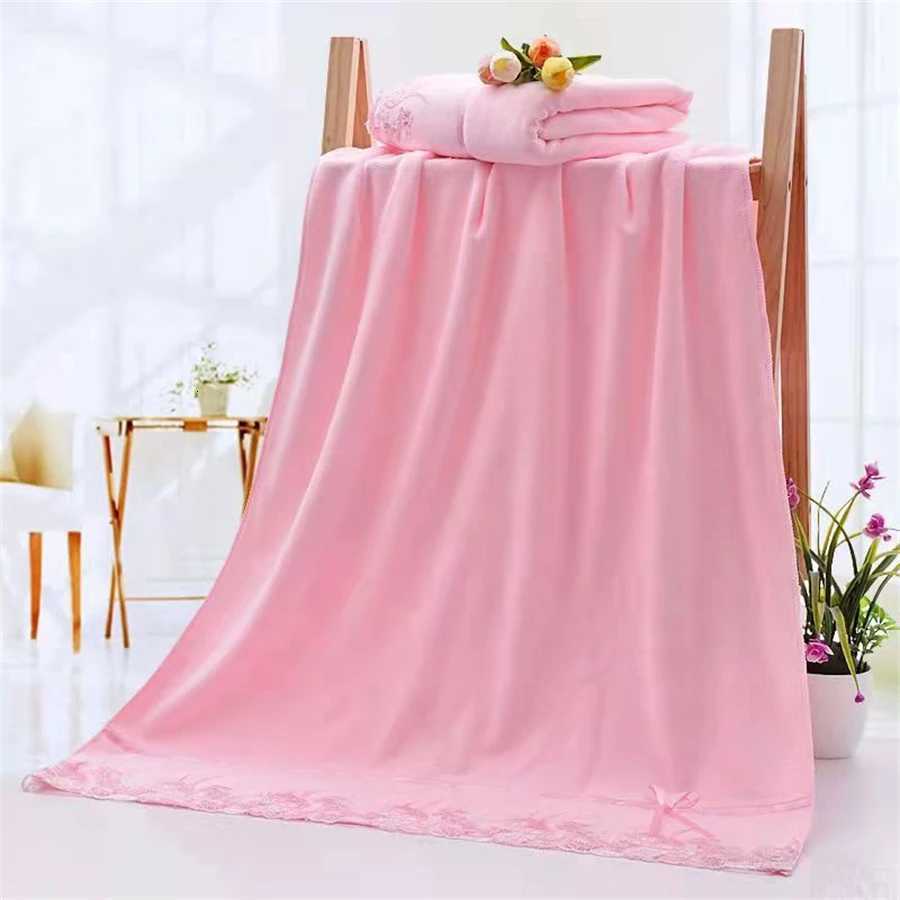 2pcs/set Microfiber Embroidered Towel Set Solid 1pc 75x35cm Face Towel 1pc 140x70cm Bath Towel Quick Dry Towels Bathroom Y251202