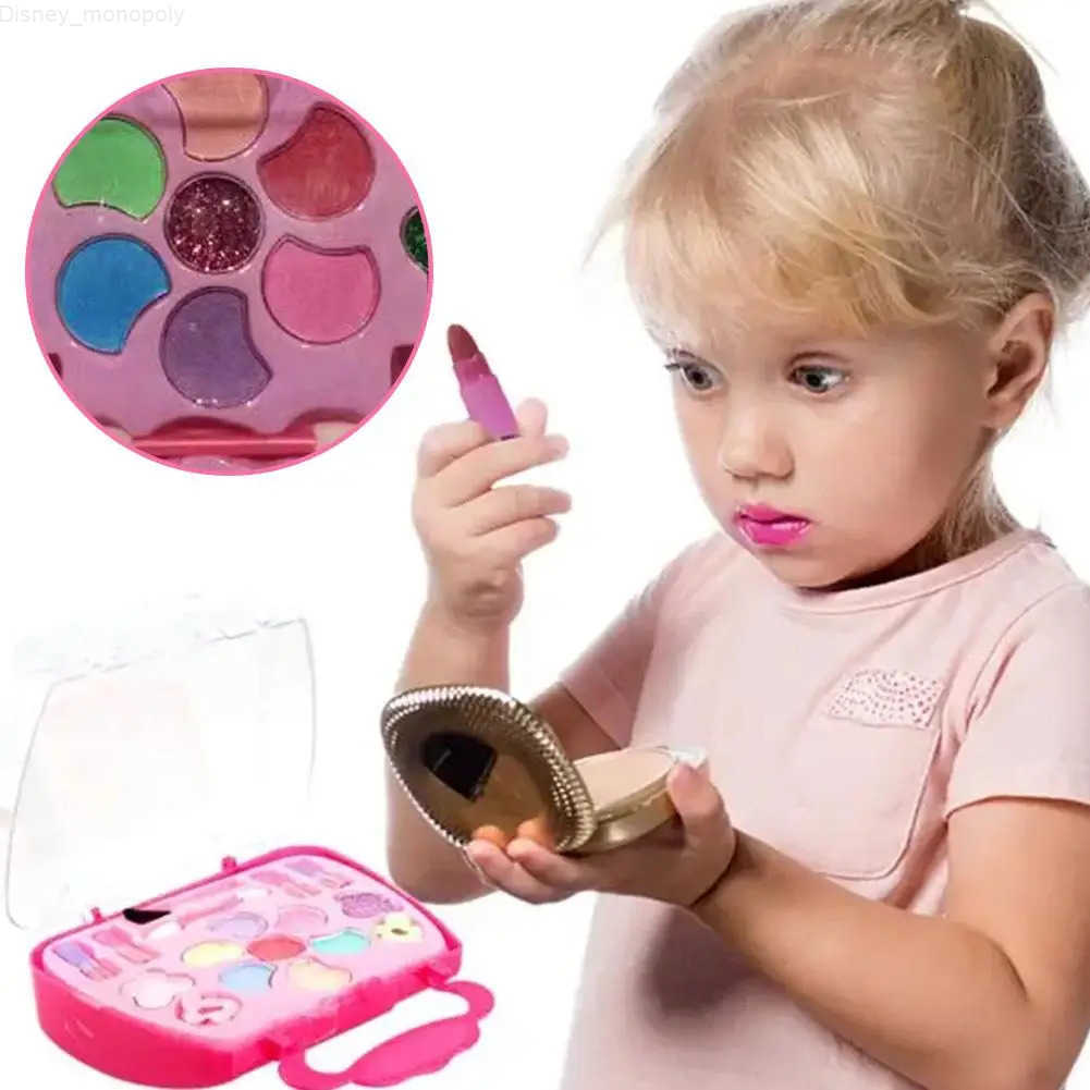 Disney Princess Make Up Box Play House Toy Girls Eye Shadow Makeup Cosmetics Handbag Real Little Girls Makeup Kit Princess Play Makeup H251202