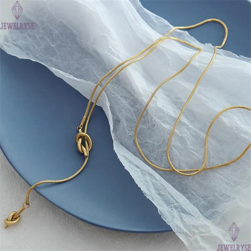 punk gold long knot chain necklace designer for woman stainless steel silver chains necklaces 65cm daily outfit fashion women jewelry birthday friend 