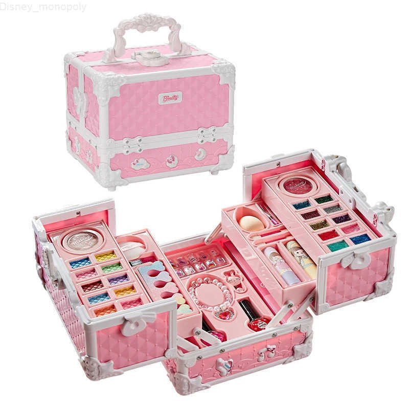 Disney Kids Makeup Kit Little Girls 49 Pcs Washable Makeup Kit Real Girl Princess Make Up Kit with Cosmetic Case Play Set Birthday Gift H251202