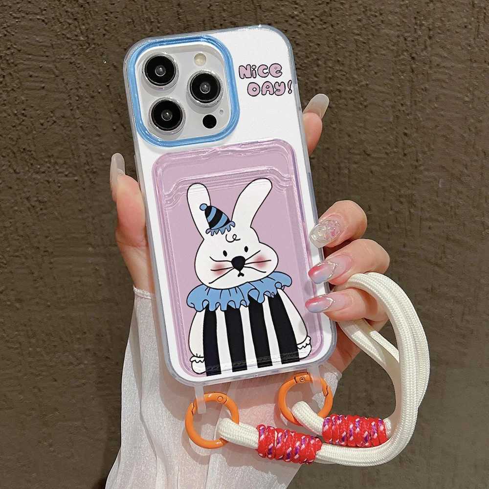 Cute Rabbit Wallet Card Phone Case for iPhone 15 Case iPhone 13 16 11 12 14 Pro Max XR X XS Max 7 8 15 Plus SE Soft Bumper Cover J251202