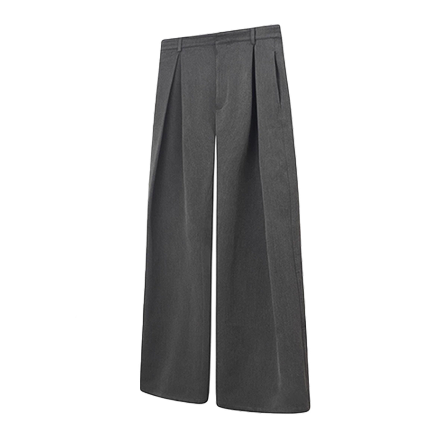 JMWH Three-Dimensional Racer Pleat A-Line Silhouette Scimitar Trousers TR Blended Commuting Cleanfit Drape Casual Long Pants 250929