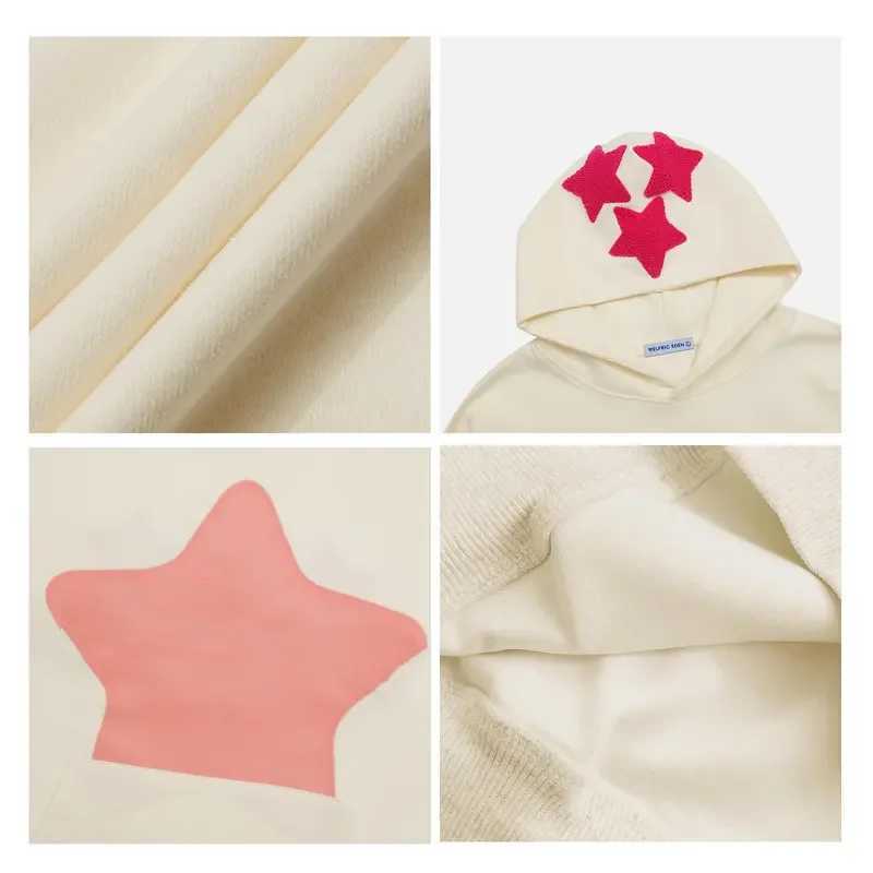 Vintage Embroidery Star Oversized Hoodie Y2K Celestial Star Streetwear Unisex Oversized Fleece Menswear Baggy Sweatshirts J251203