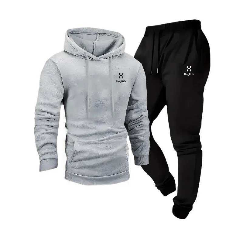 Mens casual and comfortable two-piece hooded sweatshirt and casual sports pants daily outdoor sports set W251202