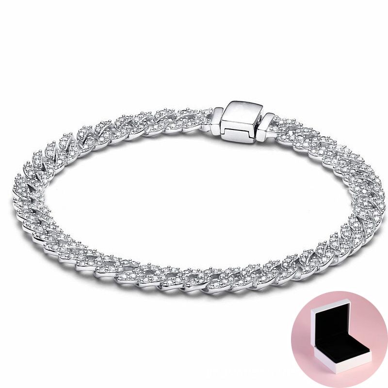 S925 Sterling Silver Hip Hop Jewelry Cuban Link Chain Bracelet Women Men Bracelet Designer Jewelry Jewellery Birthday Gift