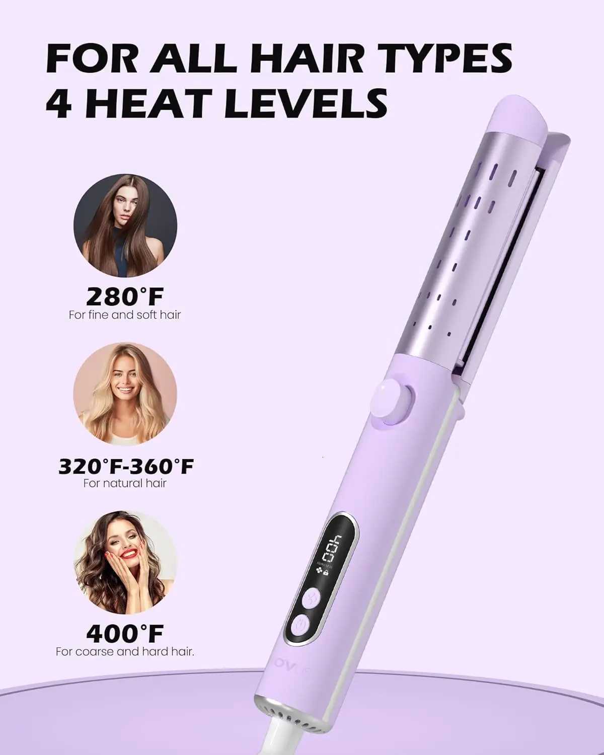 Airflow Curling Iron for La Curls -Ceramic Flat Iron Hair Straightener and Curler 2 in 1 Anti-Scald Curling W25 Inch C251202