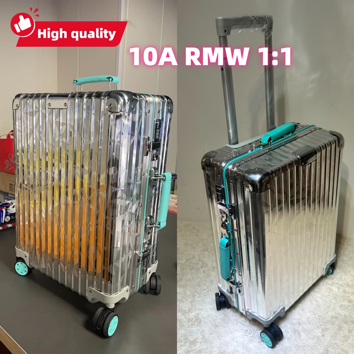 RMW Luxury Aluminum Suitcase Fashion Forward Co-Branded 21" Aluminum Luggage Stylish Durable Lightweight Reliable Designer Collaboration Luggage