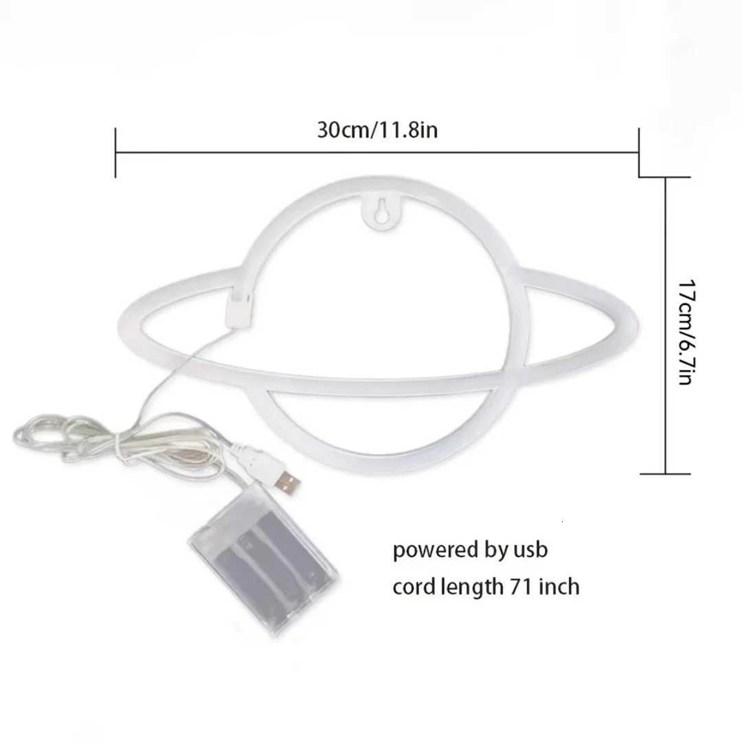 1Pc Planet Shape Neon LightUsb or Battery PoweredFor Game RoomBedroomPartyBirthday ArrangementGiftsBattery Not Included H251201