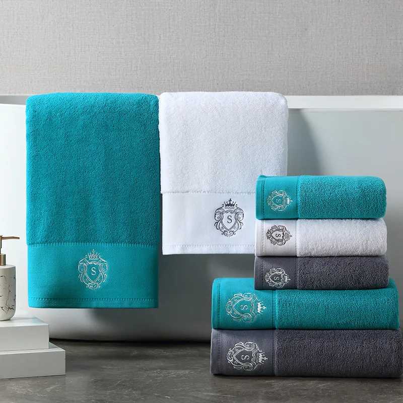 AHSNME 80x150cm Royal Premium 100 cotton Towels Hotel SPA club sauna beauty peacock Blue Gray Towel salon free custom Y251202