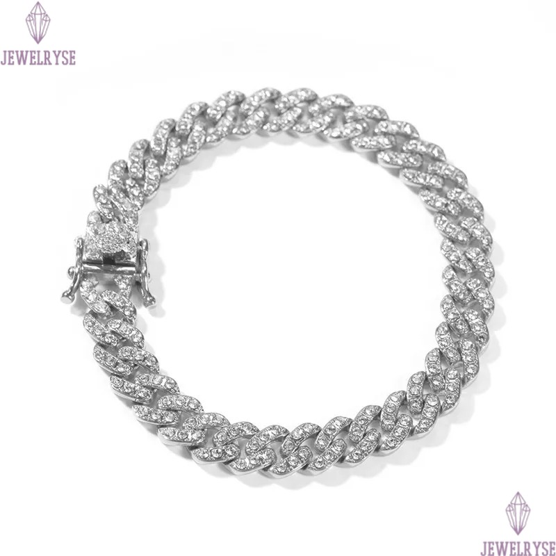 Hip Hop Diamond Iced Out Chains Men Rap Singer Necklaces Bracelets Jewelry Austrian Rhinestone Cuba Link Gold Silver Chain Necklaces Party Choker Brac