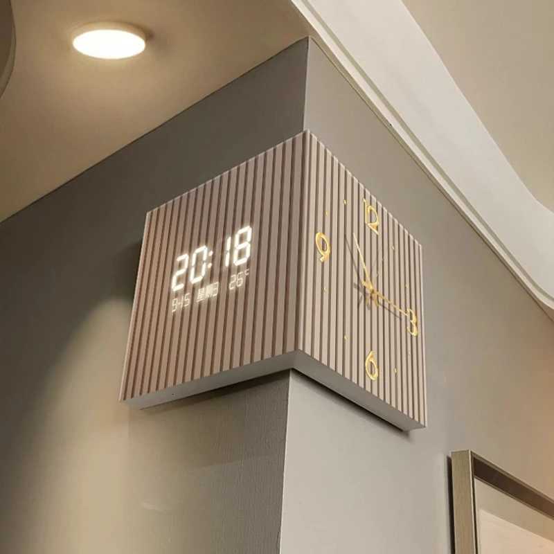 Modern Dual-Sided Corner Clock Space-Saving Wall Dcor for Living Room Minimalist Bedroom Background Frameless Home Office DecorW251202