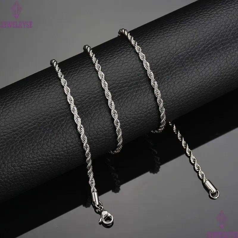 Punk Hiphop Necklace Chains Twisted Rope Stainless Steel For Women Men Gift Gold Silver Black South American Designer Jewelry Necklaces Chain Choker J