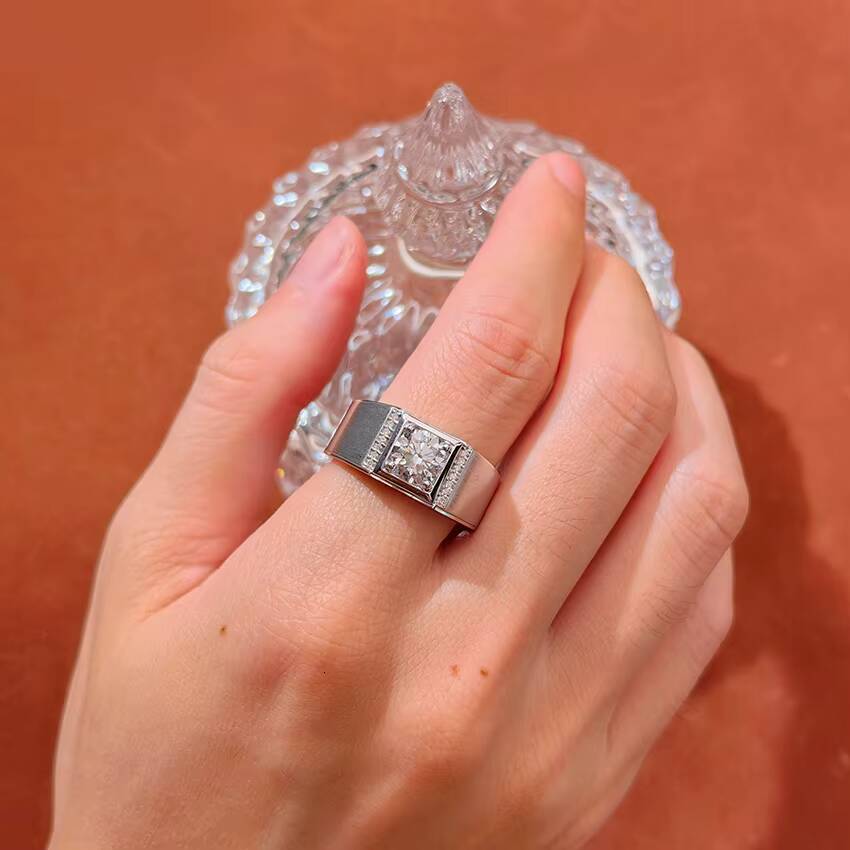 Lab Grown Diamond Ring for Men 18K Gold Engagement Ring With Lab Grown Diamond