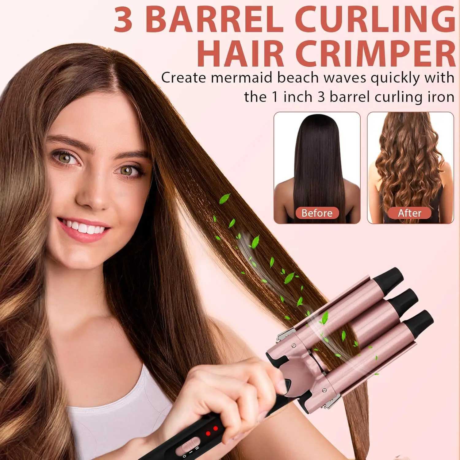15 Inch Thermal B for Blowout Look Heated Round Hair Straightening Curling With 2 Temp Settings C251202