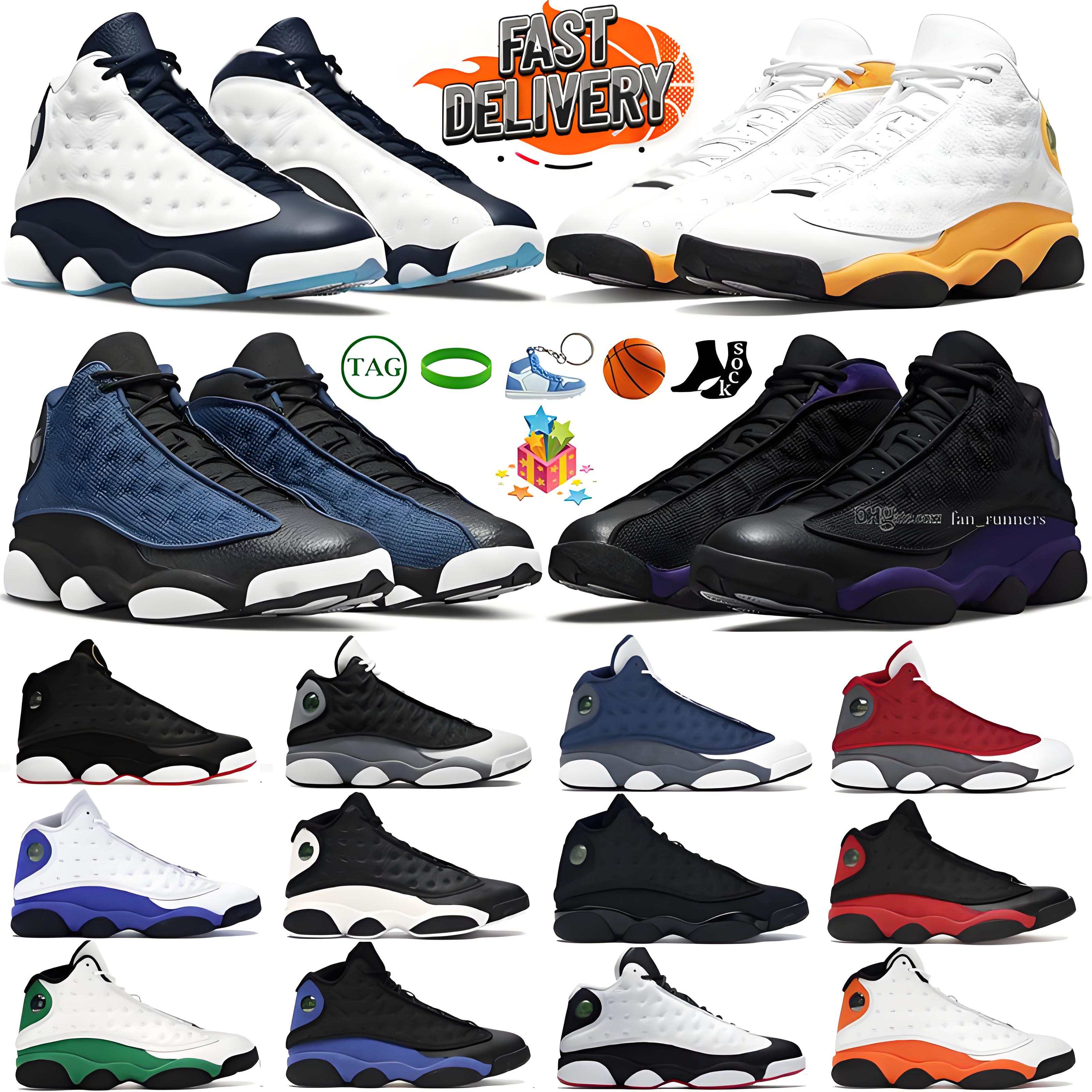 Designer Basketball Shoes Chicago Black cat Flint French Brave Blue Lucky Green Hyper Royal Obsidian Starfish Lakers Dirty Bred Sneakers