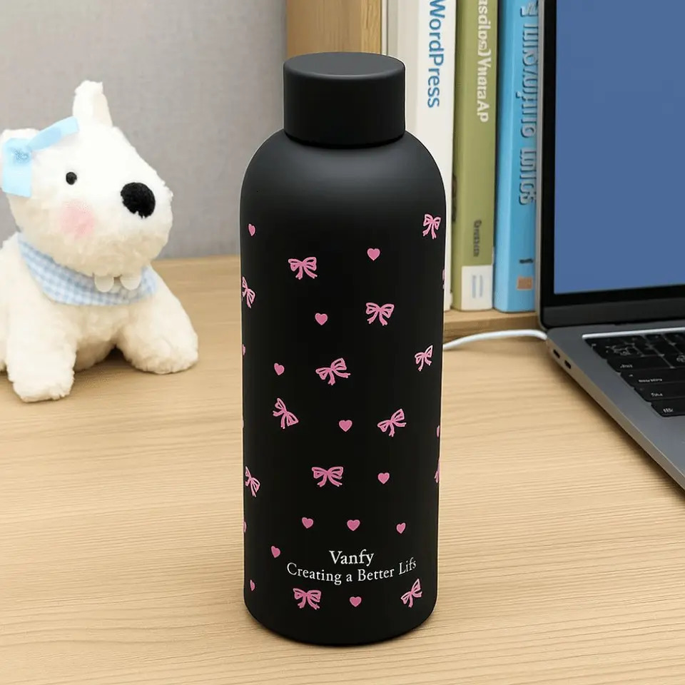 500ml Bowknot Dachshund Double Wall Thermal Car Cup Small-mouth Stainless Steel Travel Insulated Flask Home Use 251202 W260226