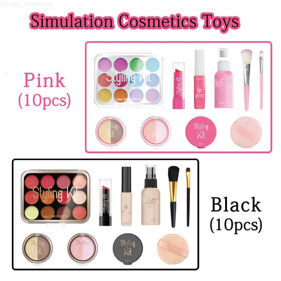 Disney 10 Pcs Simulation Girl Beauty Play Cosmetics Set Educational Makeup Toys Princess Play House Cosmetics Bag Gifts for Kids Girl H251202