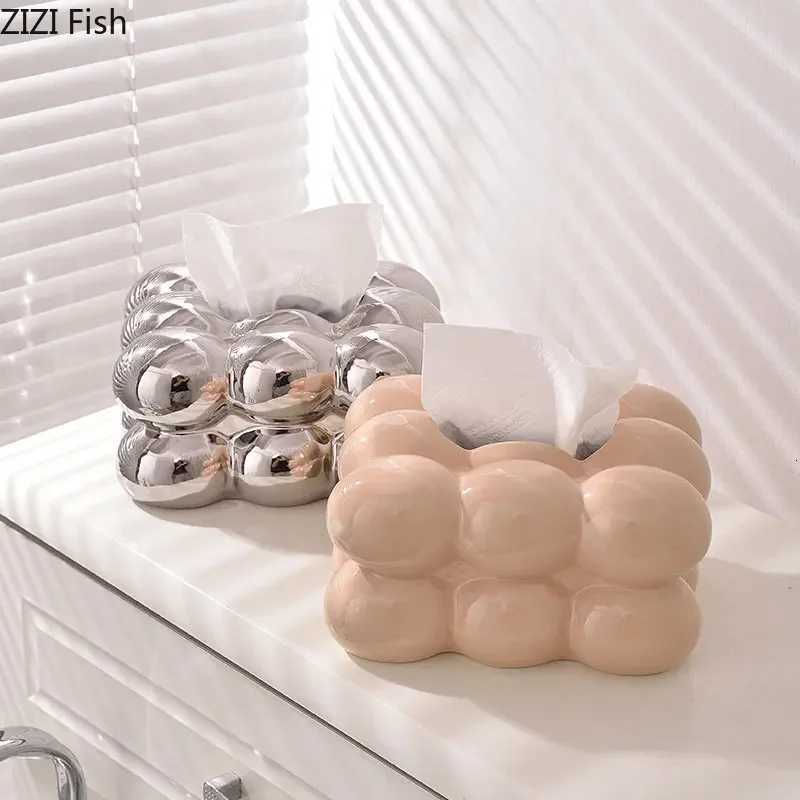 Creative Bubble Ceramic Tissue Boxes Cotton Candy Shape Porcelain Paper Towel Case Coffee Table Desktop Tissue Box Modern Decor H251201