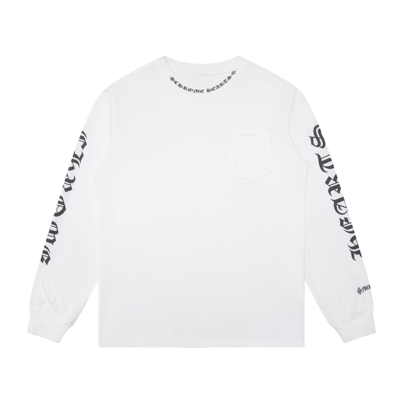 CH L/S TOP T-Shirt O Neck Cotton Loose Tee High Street Crack Letter Print Men Women Long Sleeve Hoodie Tops