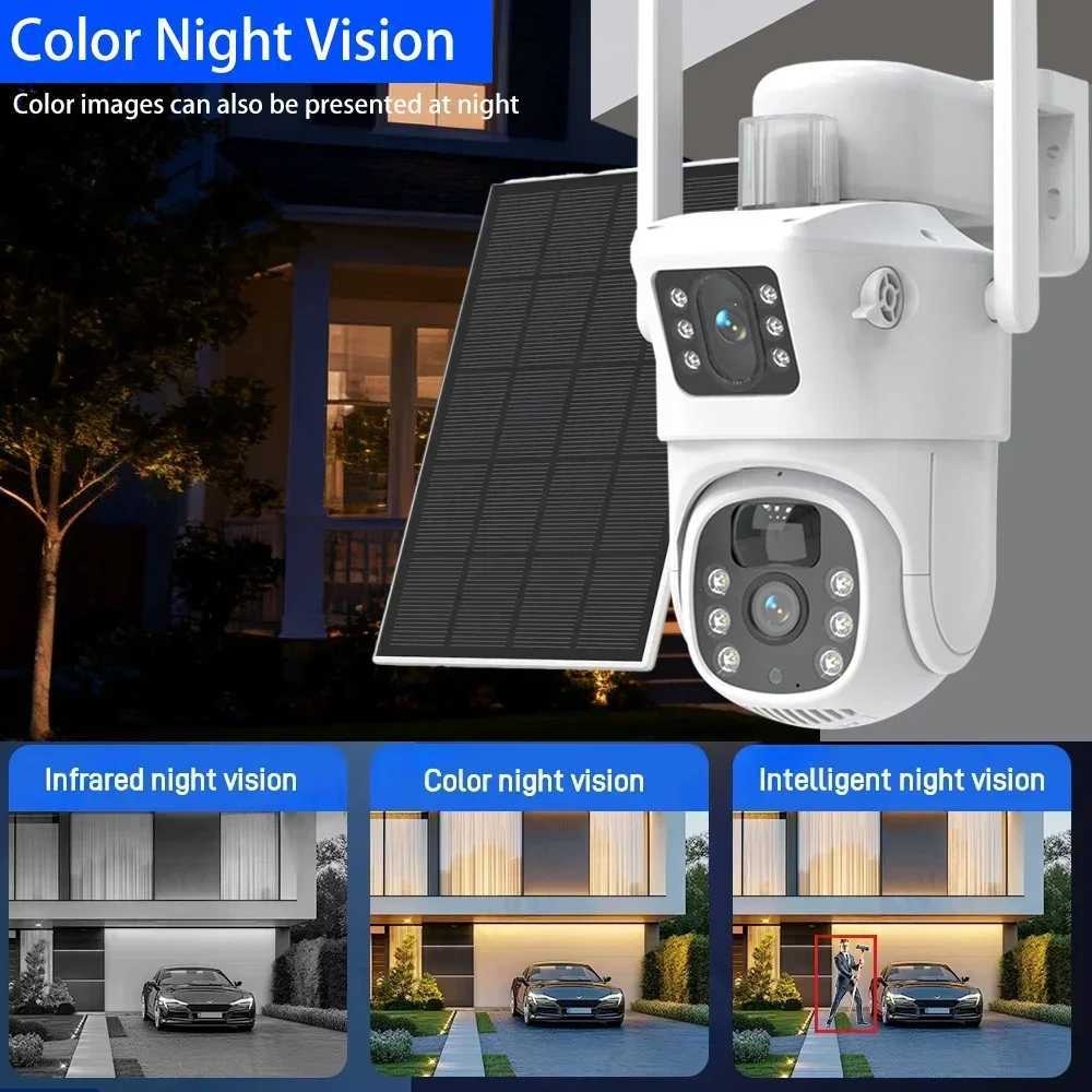5G24GHZ WIFI Security PTZ Camera Dual Lens Dual Sn Solar Power Battery 8MP 4K CCTV Al PIR Detection IP Camera EseeCloud C251202