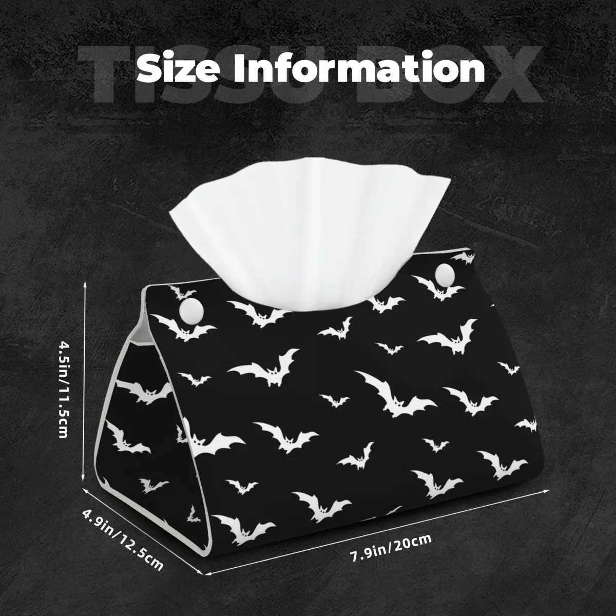 Cust Halloween Goth Bats Tissue Box Holder Rectangar Occt Witch PU Leather Facial Tissue Box Cover for Car He H251201