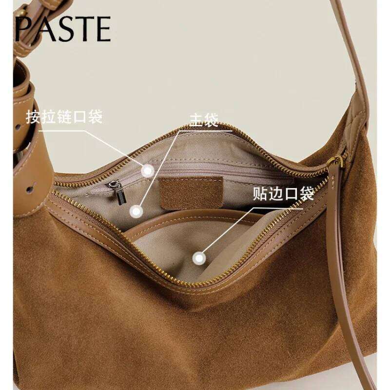 Luxury Bag Designer First Class Nubuck Dumpling Hobo Soft Touch Matte Suede Leather Women Shoulder Adjustable Handle Hand Bag For Lady