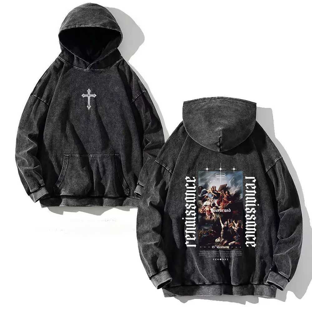 Y2K Washed Hoodies Vintage Cotton Women Men Skull Cross Print Hooded Sweatshirts Oversize Hip Hop Male Pullover Winter Clothes J251203