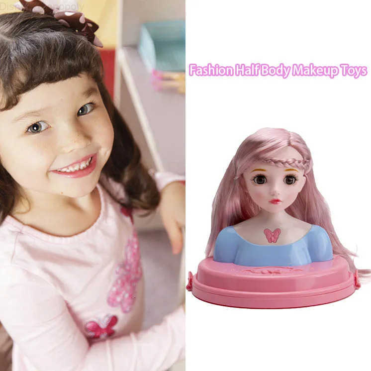 Disney European Fashion Half Body Makeup Hairstyle Mannequin Head Play House Girl Princess Dress Up Practice Makeup Hair Combing Toys H251202