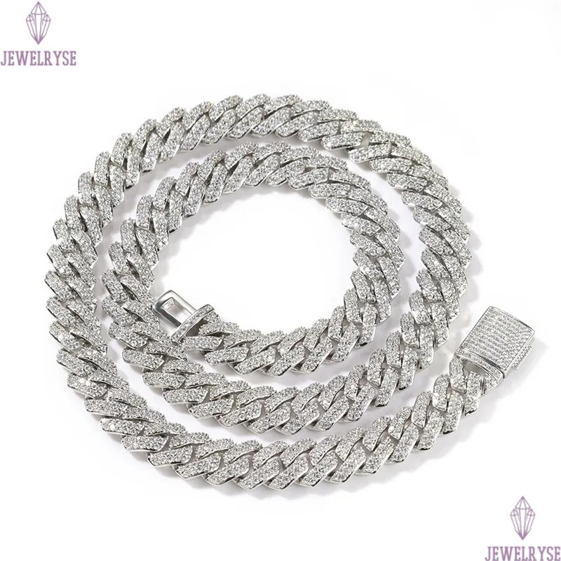 10mm copper cuban link chain mens necklace bracelet jewelry gold chain for man Hip Hop Diamond Iced Out Chains AAA Zirconia Silver Necklaces Woman Cho